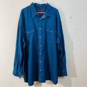 The Foundry Supply Co. Denim Long Sleeve Button Down Shirt Men Size 2XLT Casual